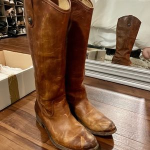 Frye boots- Melissa button cognac size 8M